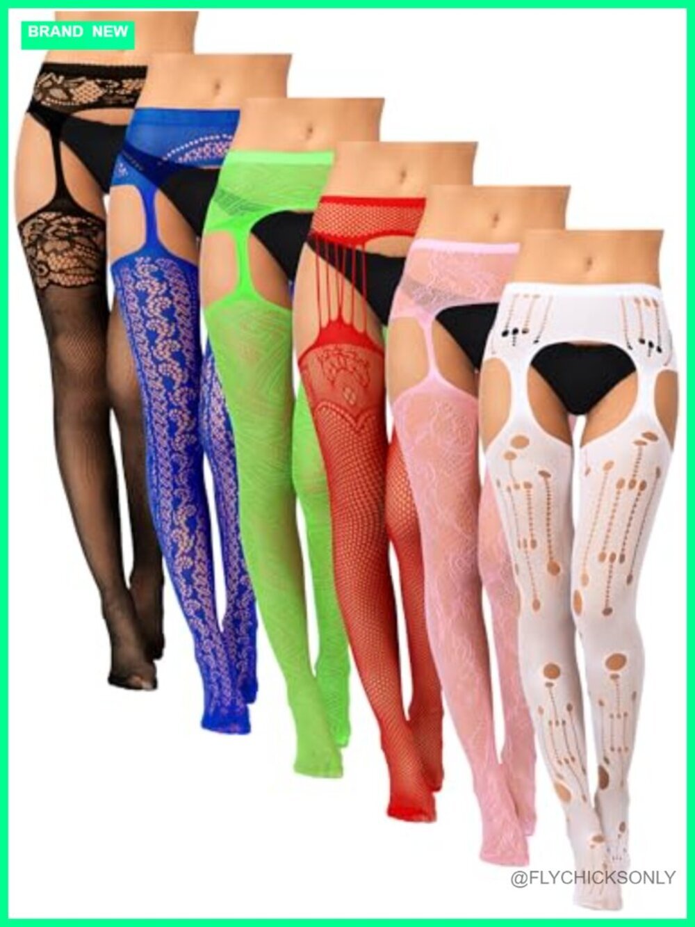 Fishnet Thigh High Stockings Lace Suspender Pantyhose 6 Pairs